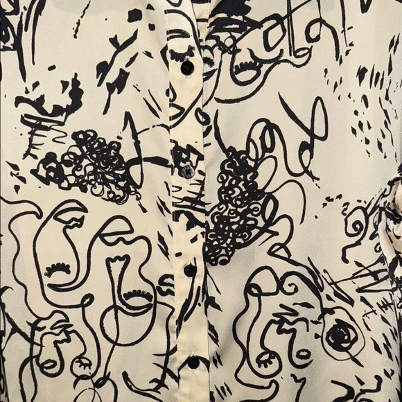 Rachel Zoe Cream and Black Abstract Shirt - Picture 7 of 11